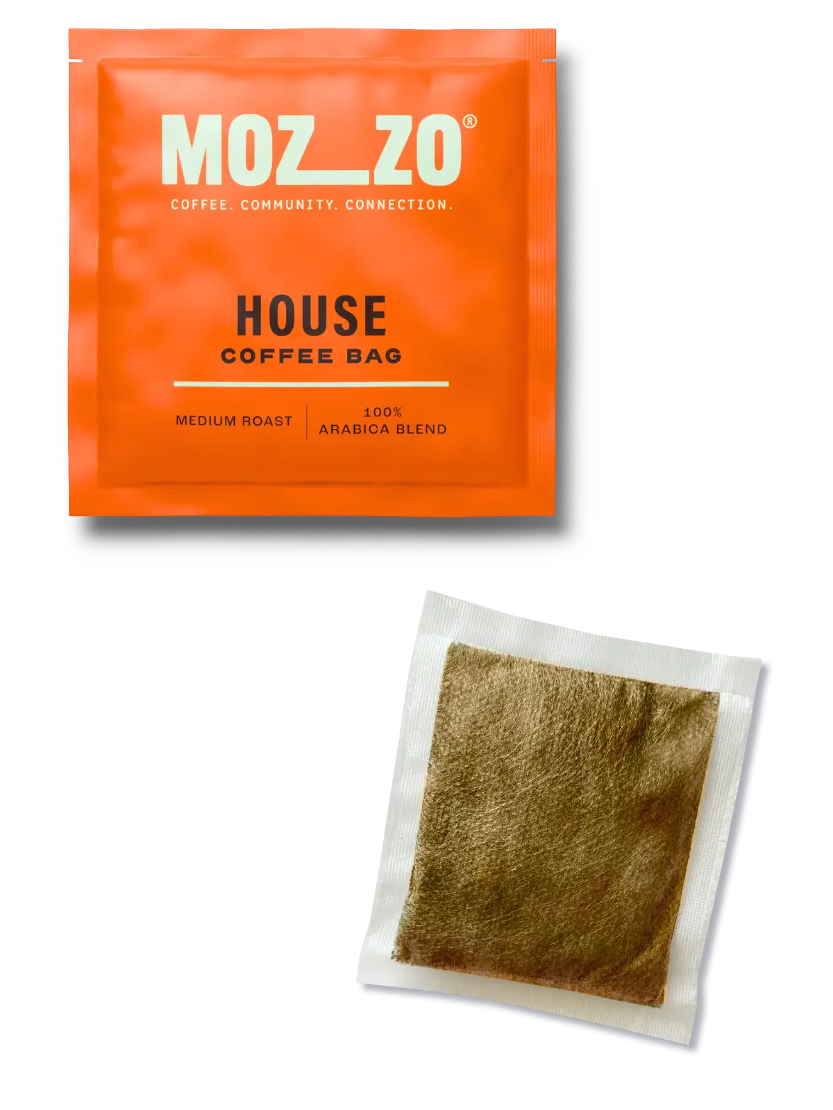 Mozzo Coffee HOUSE brew-in-cup bag and sachet